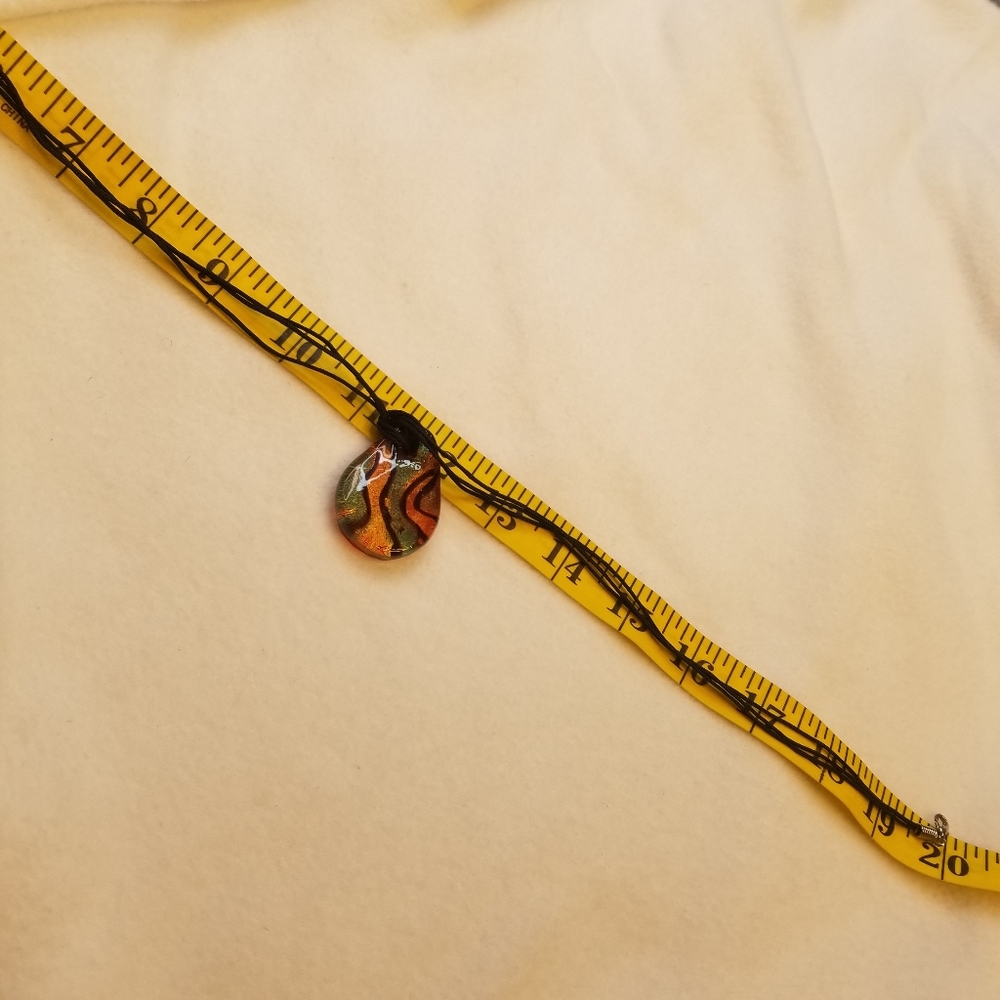 Murano Artistic Multicolor Teardrop Necklace - Picture 5 of 8